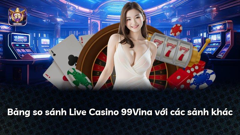 Bảng so sánh Live Casino 99Vina với các sảnh khác